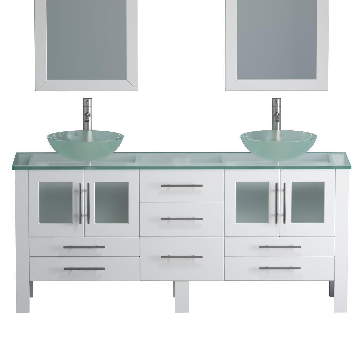 Complete 72" Vanity Set with Brushed Nickel Plumbing - 8119bxlw-BN