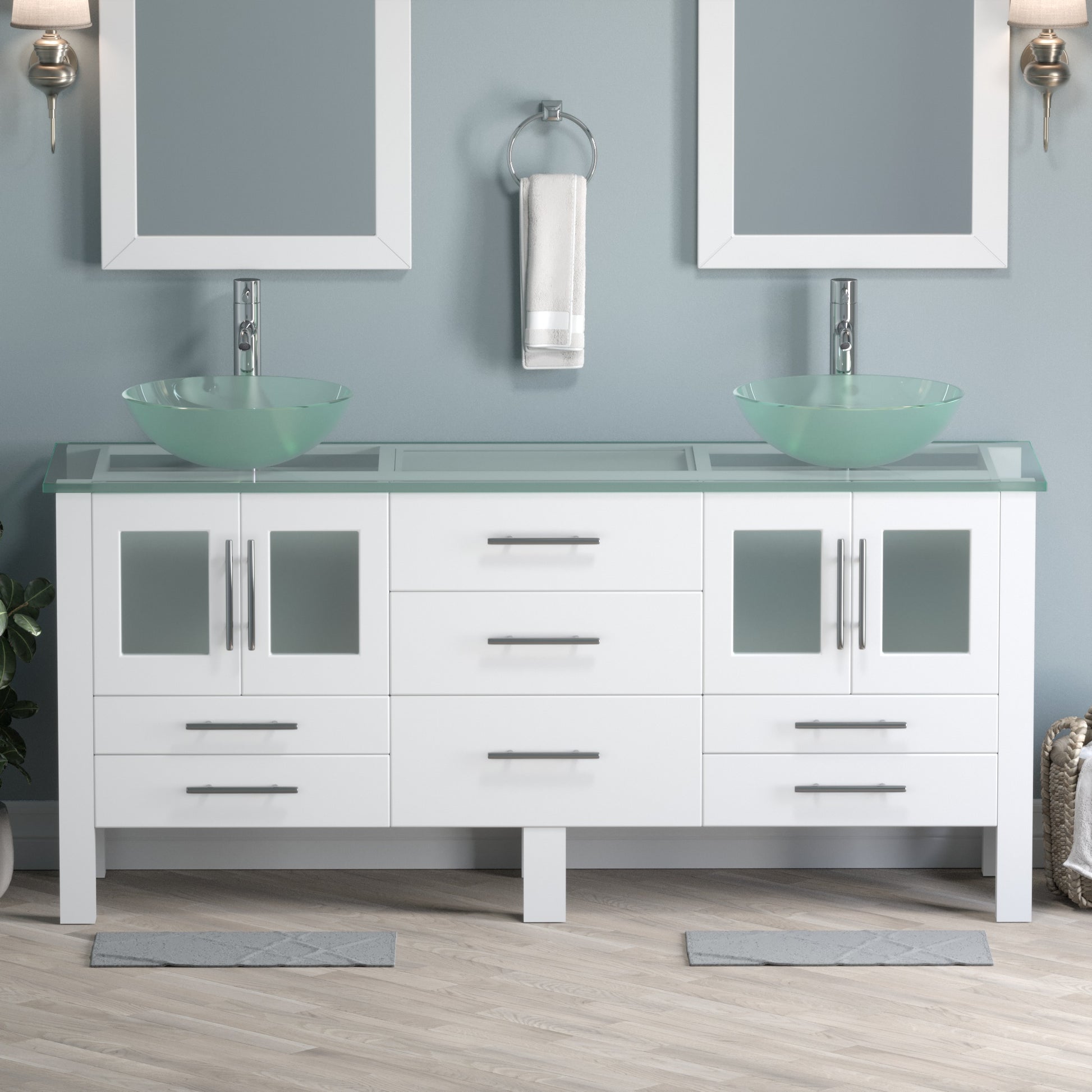 Complete 72" Vanity Set with Polished Chrome Plumbing - 8119bxlw