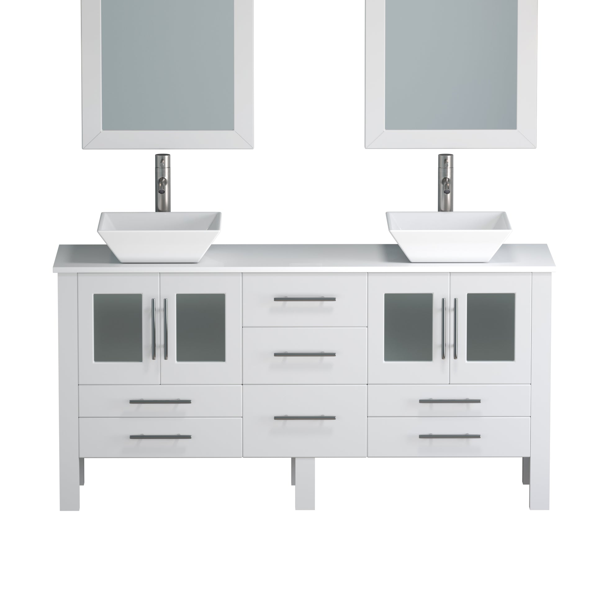 Complete 63" Vanity Set with Brushed Nickel Plumbing - 8119WF-BN