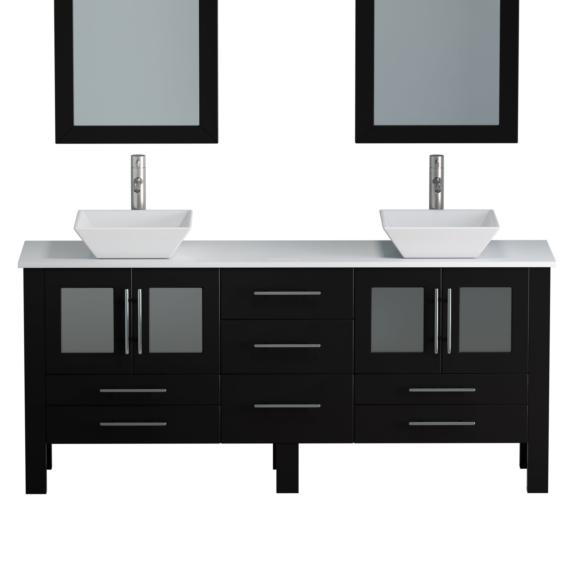 Complete 72" Vanity Set with Brushed Nickel Plumbing - 8119XLF-BN