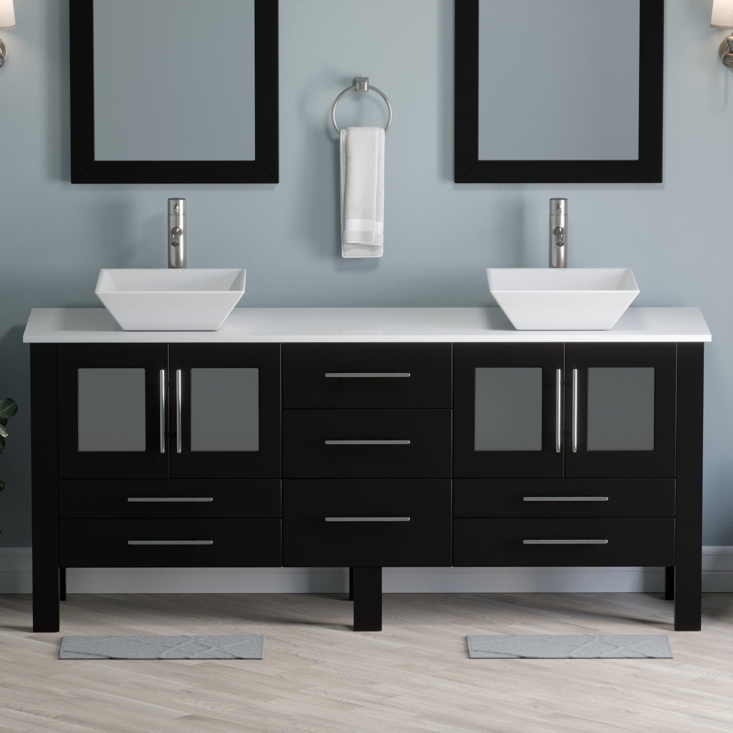 Complete 72" Vanity Set with Brushed Nickel Plumbing - 8119XLF-BN