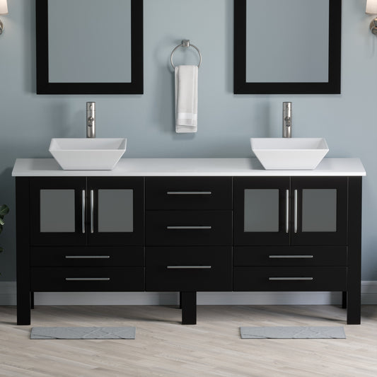 Complete 72" Vanity Set with Brushed Nickel Plumbing - 8119XLF-BN