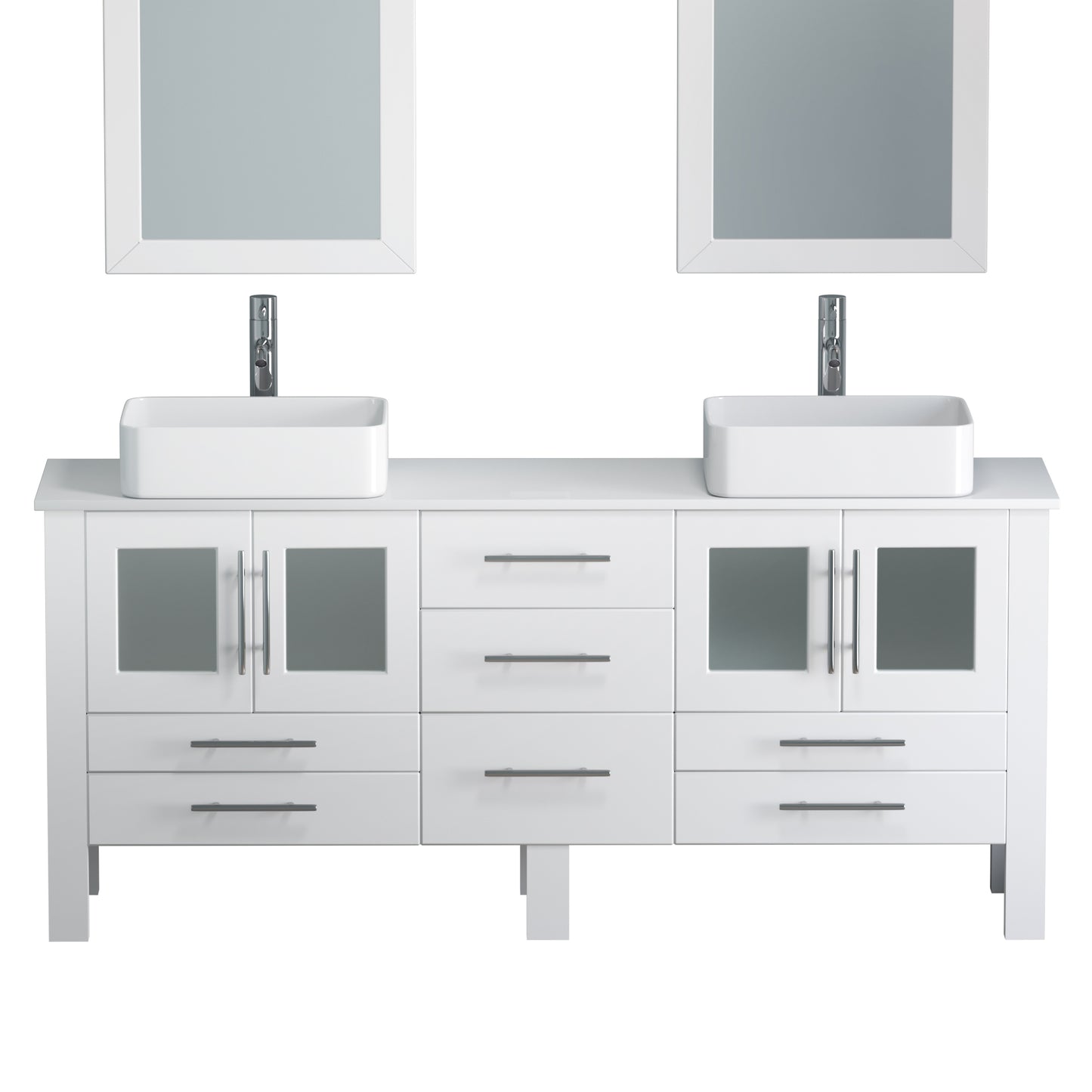 Complete 71" White Vanity Set with Polished Chrome Plumbing - 8119XLW