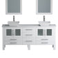 Complete 71" White Vanity Set with Brushed Nickel Plumbing - 8119XLWF-BN