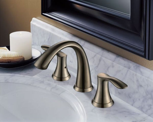 Double Handle 8" Wide-Spread Faucet Brushed Nickel - Popup Included (RA-8232BN)