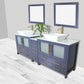 84 Inch Double Sink Bathroom Vanity in Blue with Marble Countertop - Vanity Art VA3136-84B