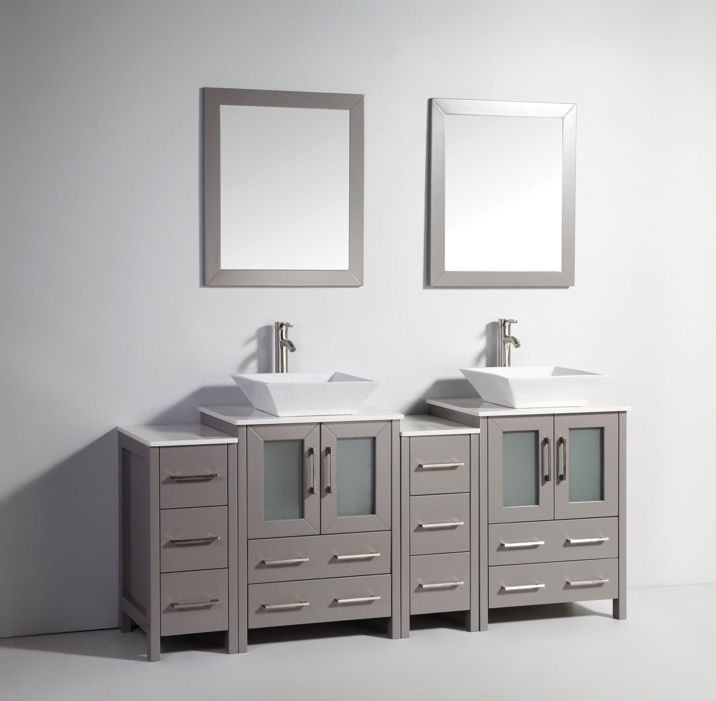 72 Inch Double Sink Bathroom Vanity in Gray with Marble Countertop - Vanity Art VA3124-72G