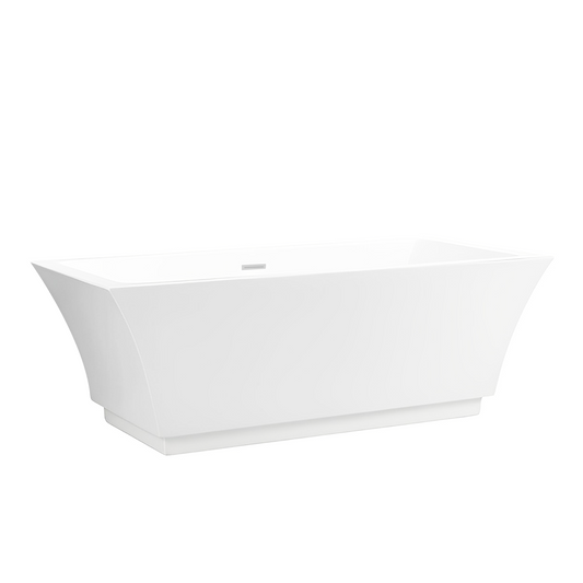 67 Inch Freestanding White Acrylic Bathtub with Overflow And Pop-Up Drain - Vanity Art VA6817-L-PW