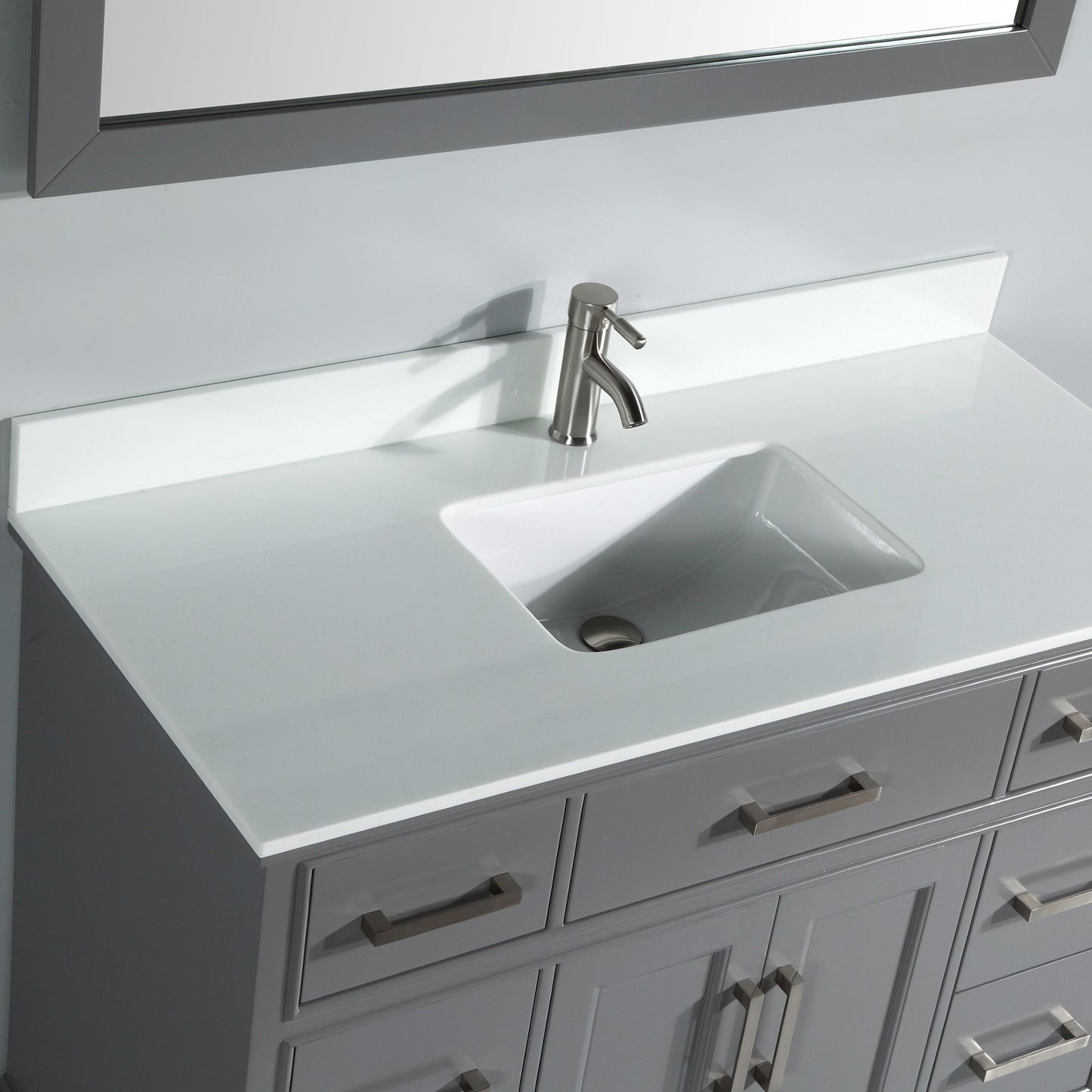 60 Inch Single Sink Bathroom Vanity in Gray with White Marble Countertop - Vanity Art VA1060SG