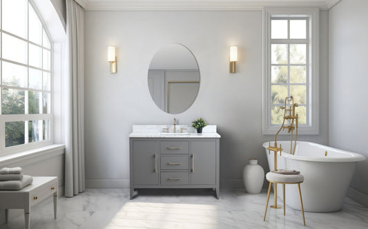 48 Inch Single Sink Bathroom Vanity in Cashmere Gray with Marble Countertop - Vanity Art VA9048-G