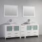 84 Inch Double Sink Bathroom Vanity in White with Marble Countertop - Vanity Art VA3136-84W