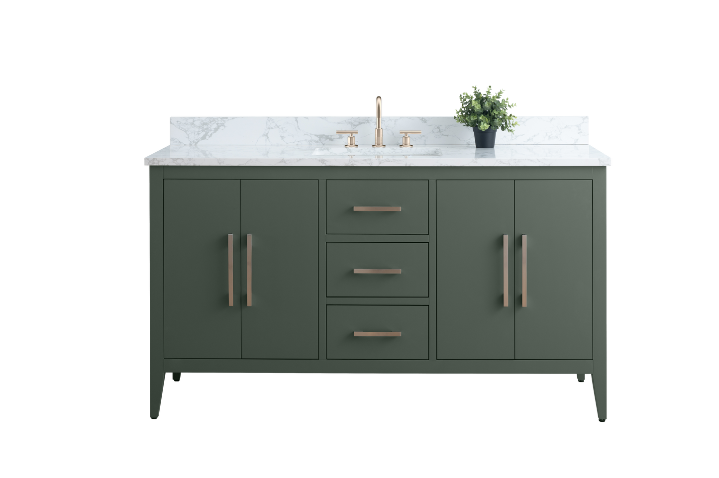 60 Inch Single Sink Bathroom Vanity in Vintage Green with Marble Countertop - Vanity Art VA9060-SVG