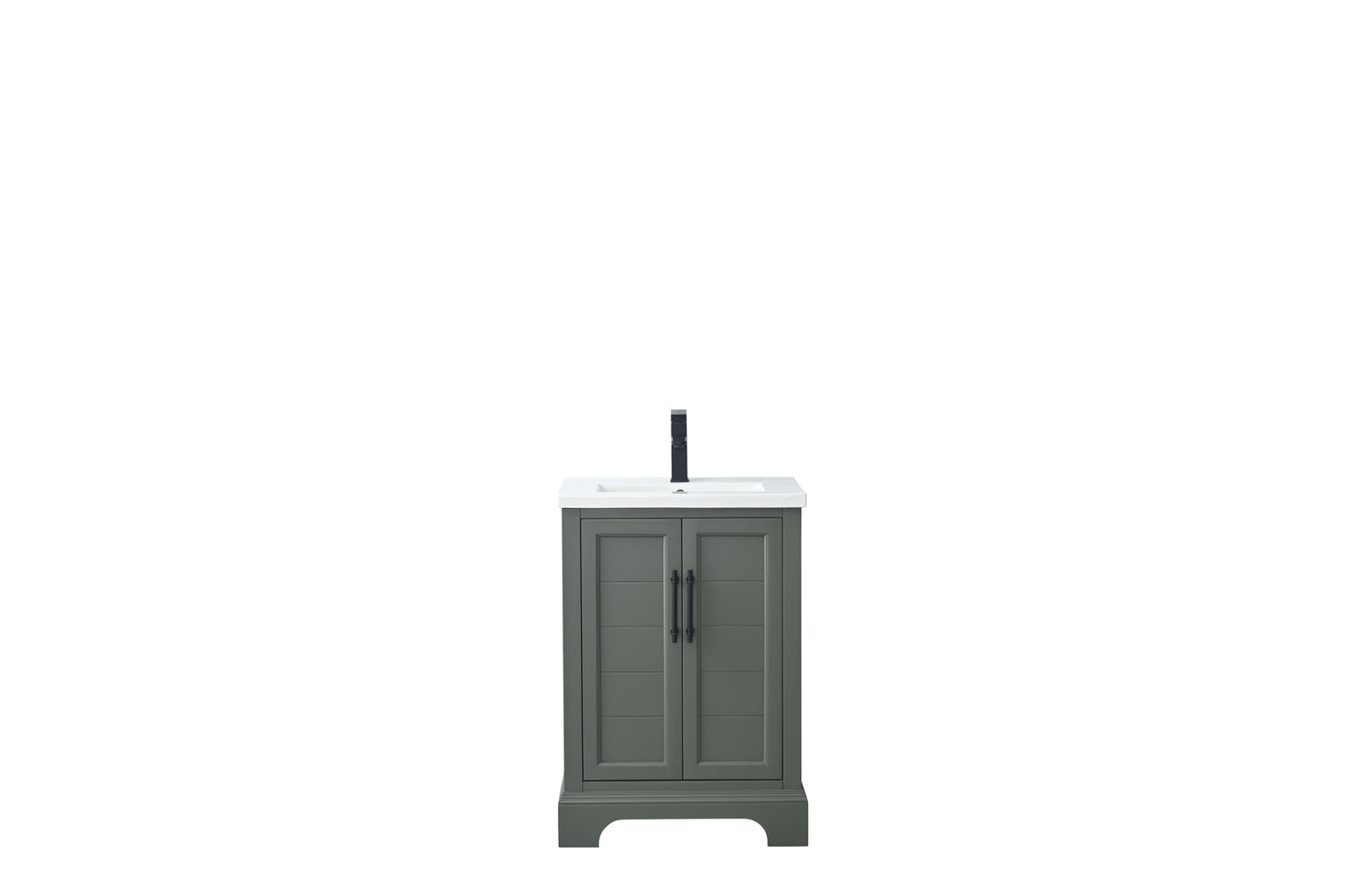 24 Inch Single Sink Bathroom Vanity in Vintage Green with Ceramic Sink and Countertop - Vanity Art VA5024-VG