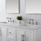 60 Inch Double Sink Bathroom Vanity in White with Marble Countertop & Backsplash - Vanity Art VA5060-DW