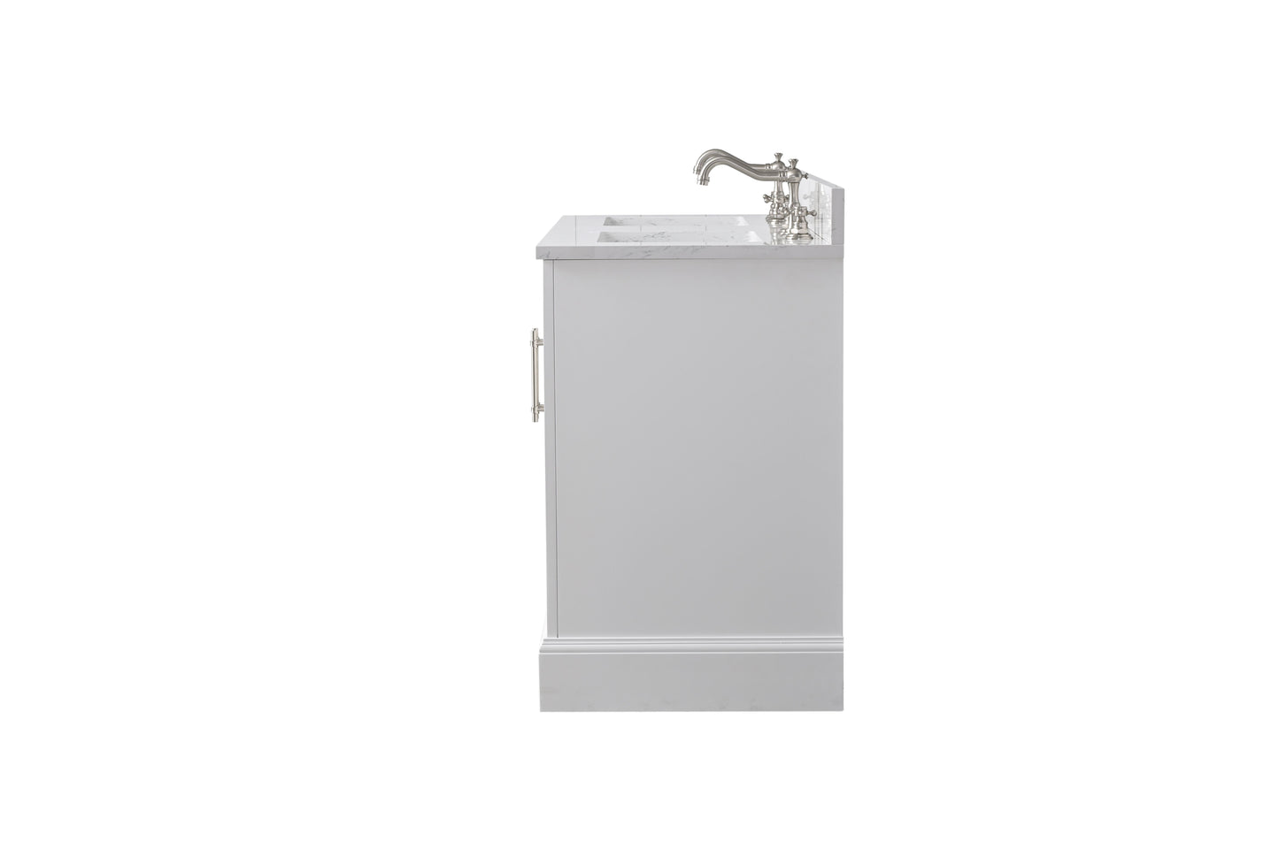 54 Inch Double Sink Bathroom Vanity in White with Marble Countertop & Backsplash - Vanity Art VA5054-W