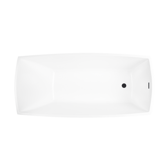 67 Inch Freestanding White Acrylic Bathtub with Overflow And Pop-Up Drain - Vanity Art VA6841-MB