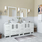 84 Inch Double Sink Bathroom Vanity in White with Marble Countertop - Vanity Art VA3124-84W