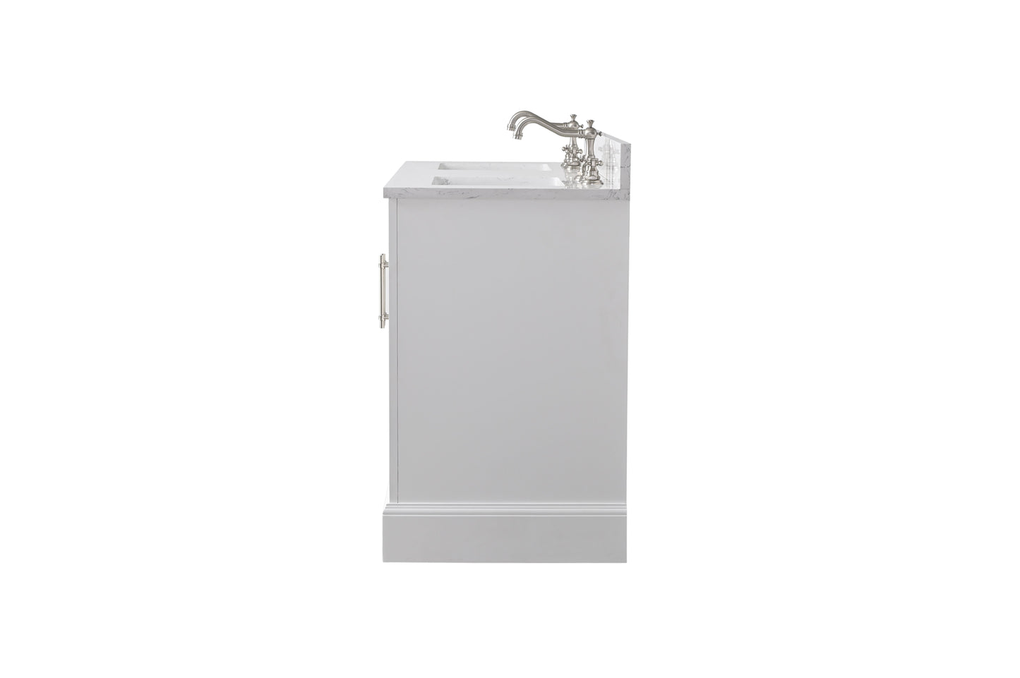 60 Inch Double Sink Bathroom Vanity in White with Marble Countertop & Backsplash - Vanity Art VA5060-DW