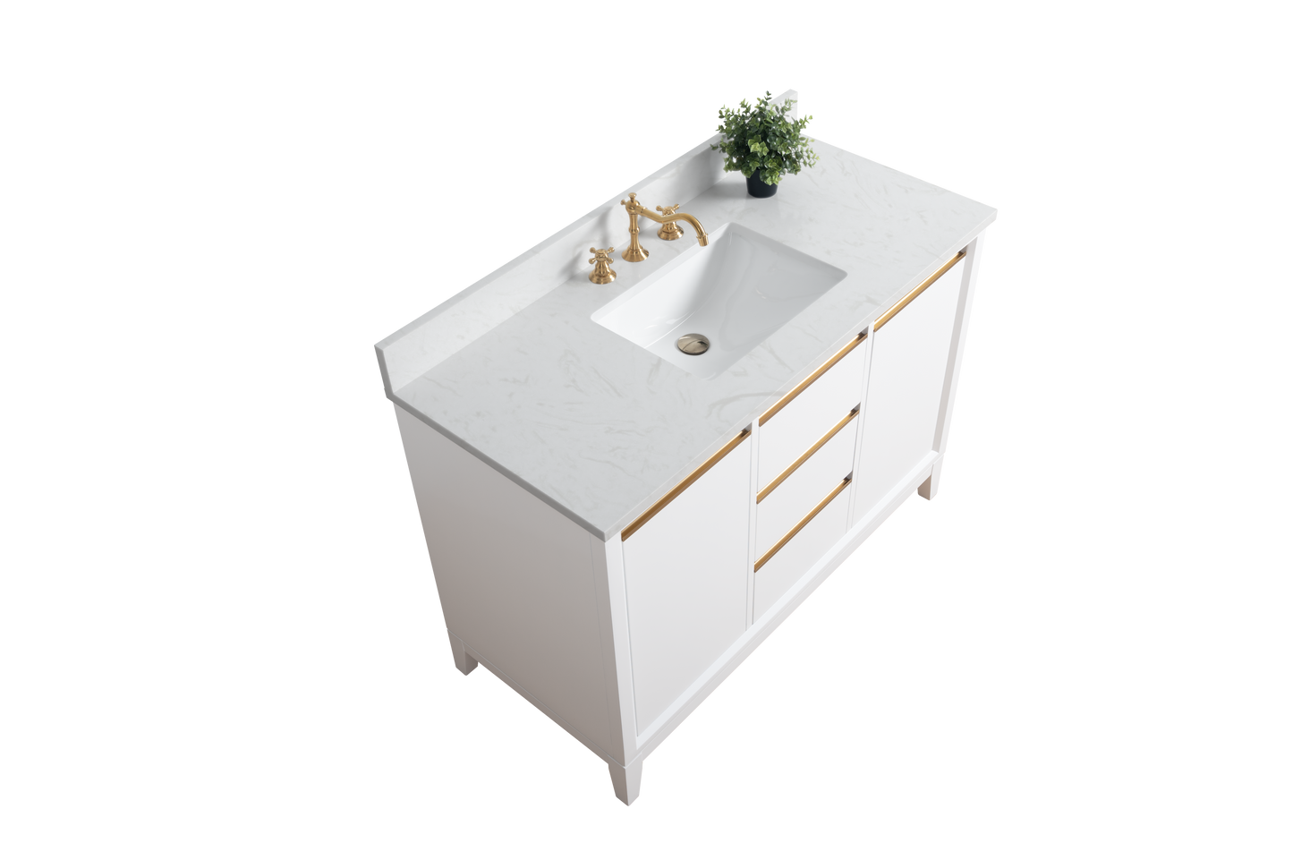 48 Inch Single Sink Bathroom Vanity in White with Marble Countertop - Vanity Art VA8048-W