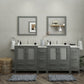 84 Inch Double Sink Bathroom Vanity in Gray with Ceramic Countertop - Vanity Art VA3030-84G