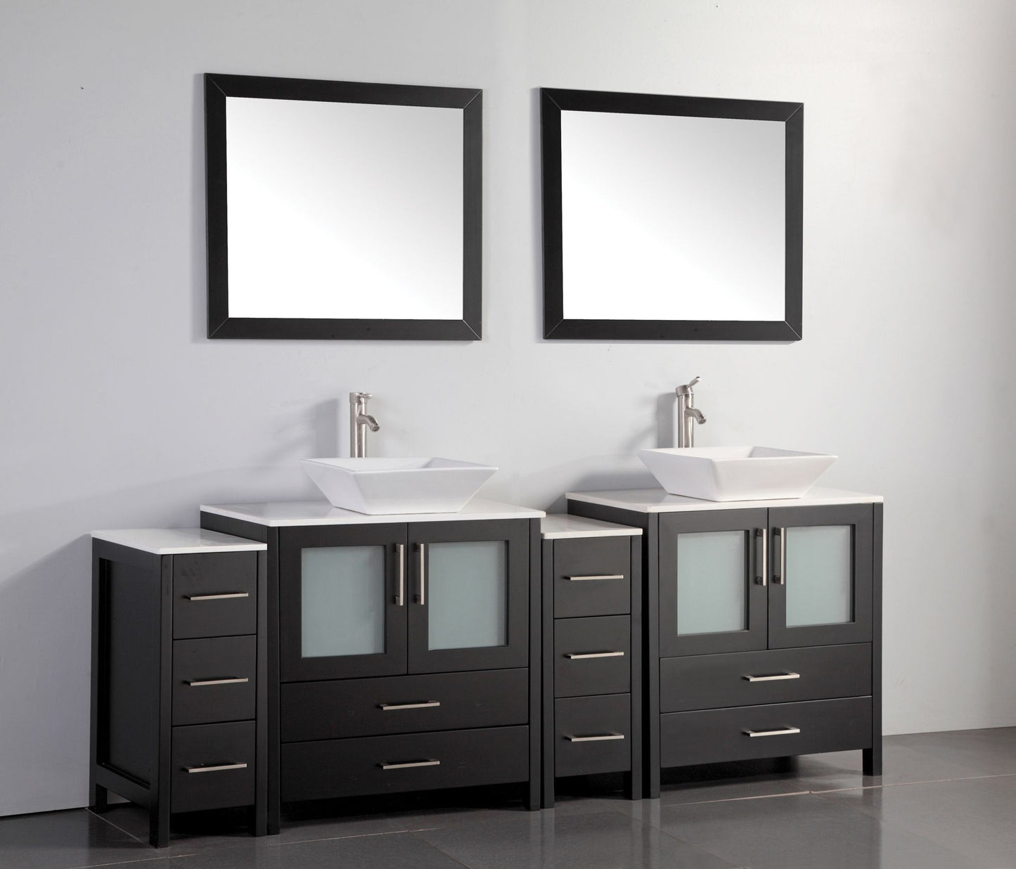 84 Inch Double Sink Bathroom Vanity in Espresso with Marble Countertop - Vanity Art VA3130-84E