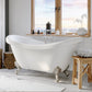 Acrylic Double Slipper Clawfoot Bathtub and Complete Brushed Nickel Plumbing Package - ADES-463D-6-PKG-BN-7DH