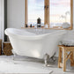 Acrylic Double Slipper Bathtub and Complete Polished Chrome Plumbing Package - ADES-463D-6-PKG-CP-7DH