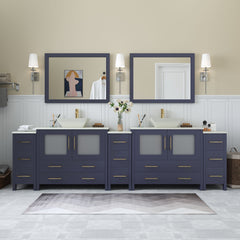 108 Inch Double Sink Bathroom Vanity in Blue with Marble Countertop - Vanity Art VA3136-108B