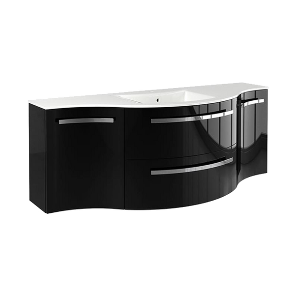 Latoscana Ameno 57 Vanity with Left and Right Concave Cabinets in Black AM57B