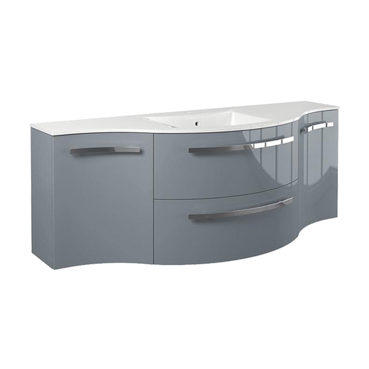 Latoscana Ameno 57" Vanity with Left and Right Concave Cabinets in Gray AM57G