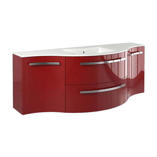 Latoscana Ameno 57" Vanity with Left and Right Concave Cabinets in Red AM57R