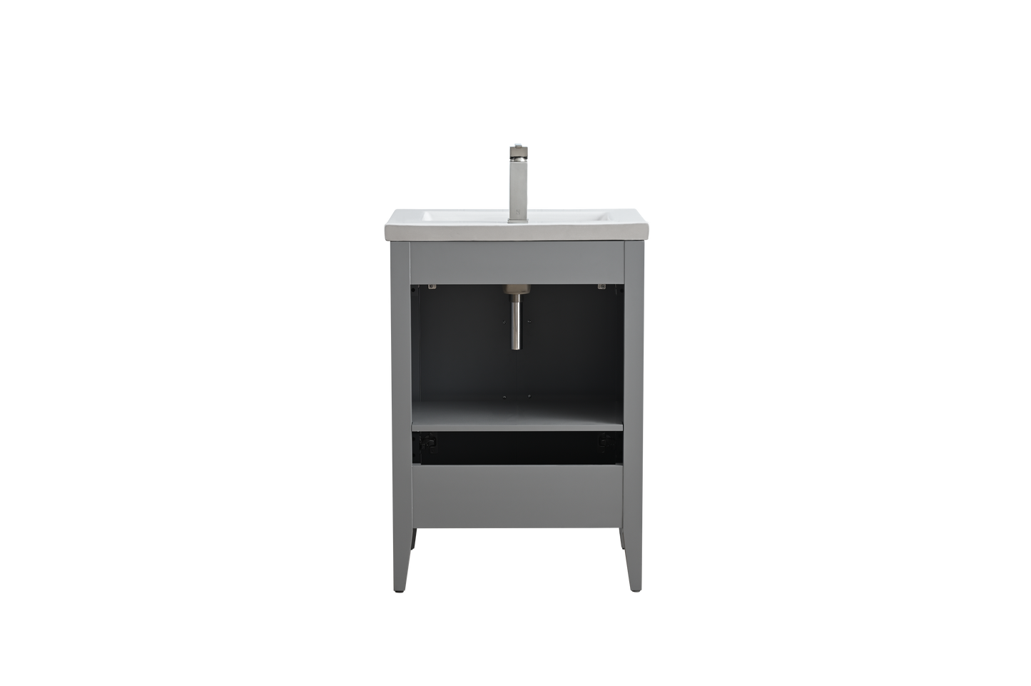 24 Inch Single Sink Bathroom Vanity in Cashmere Gray with Ceramic Top - Vanity Art VA9024-G