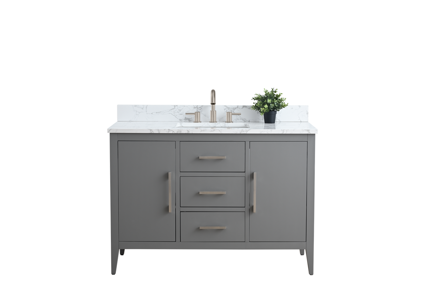 48 Inch Single Sink Bathroom Vanity in Cashmere Gray with Marble Countertop - Vanity Art VA9048-G