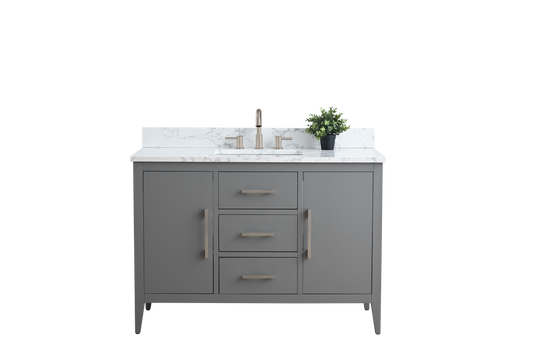 48 Inch Single Sink Bathroom Vanity in Cashmere Gray with Marble Countertop - Vanity Art VA9048-G