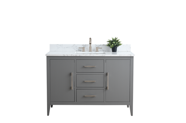 48 Inch Single Sink Bathroom Vanity in Cashmere Gray with Marble Countertop - Vanity Art VA9048-G