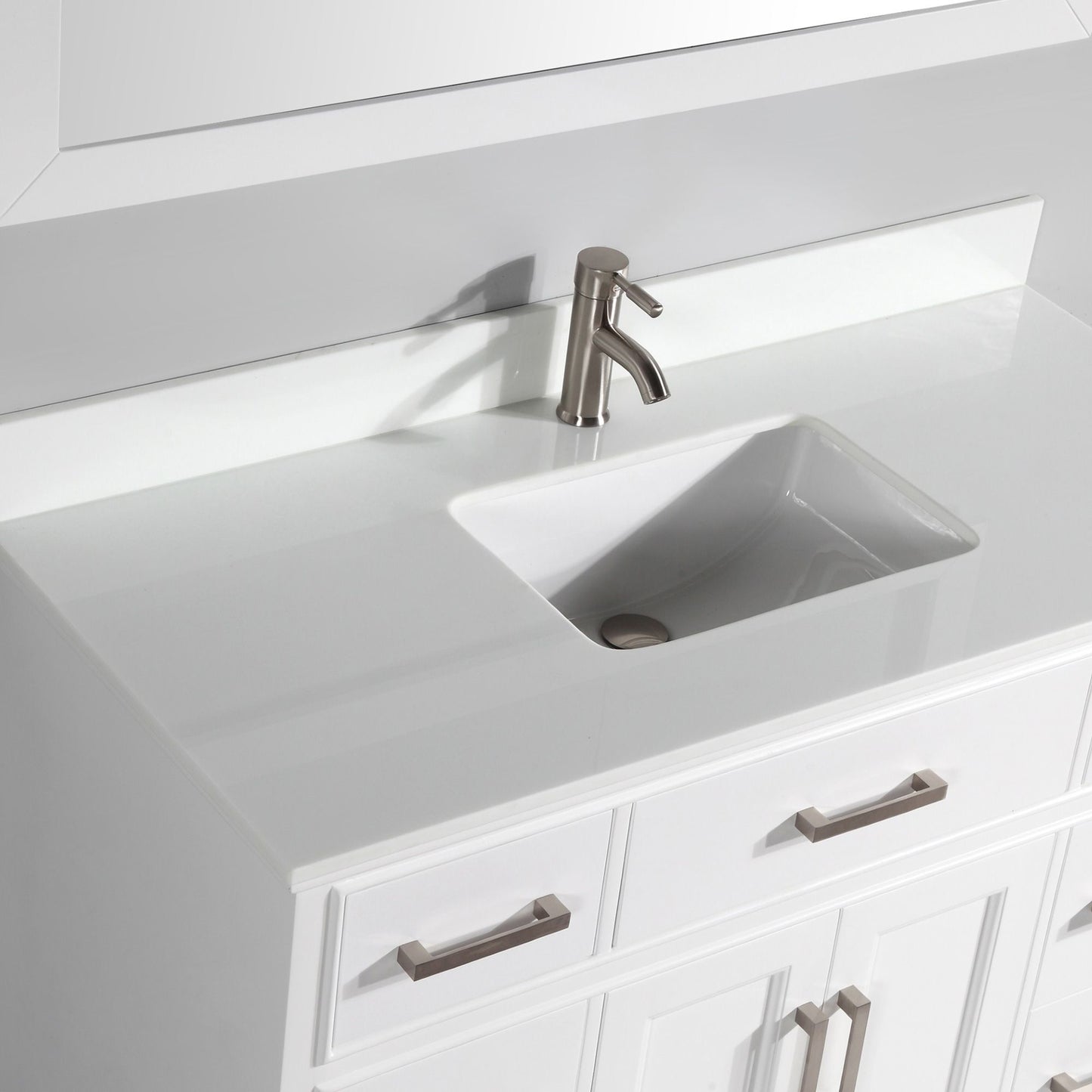 60 Inch Single Sink Bathroom Vanity in White with White Marble Countertop - Vanity Art VA1060SW