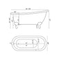 Extra wide Acrylic Slipper tub with Faucet Holes and Brushed Nickel Claw Feet - AST61XL-DH-BN