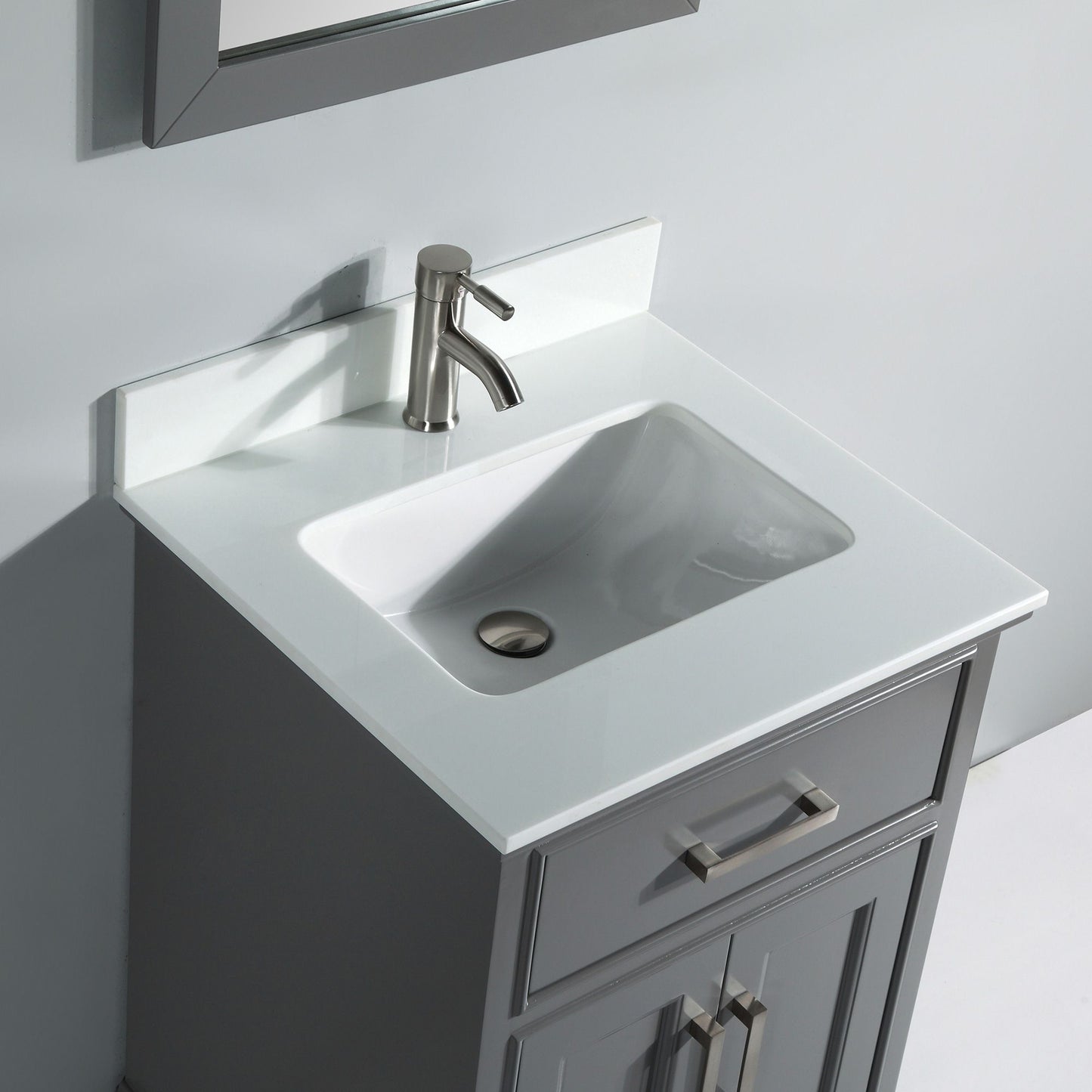 24 Inch Single Sink Bathroom Vanity in Gray with White Marble Countertop - Vanity Art VA1024G