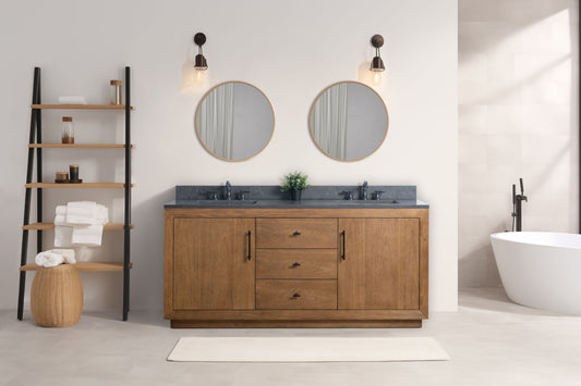 72 Inch Double Sink Bathroom Vanity in Tan with Limestone Top - Vanity Art VA7072-DT-BT