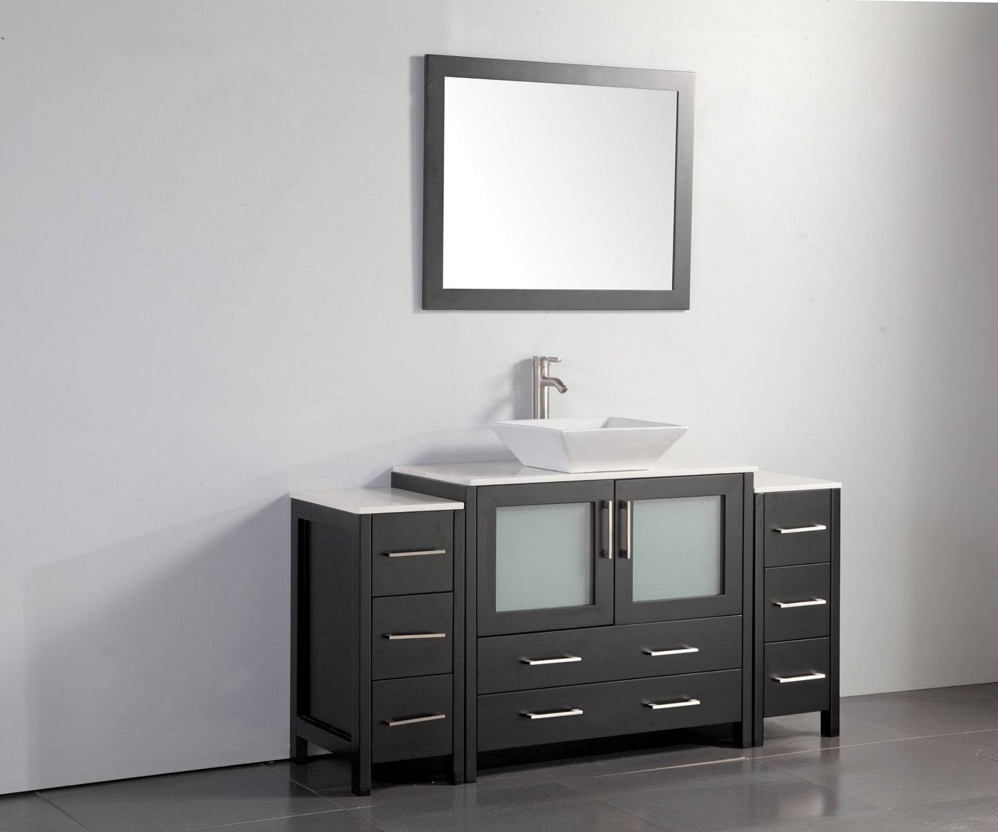 60 Inch Single Sink Bathroom Vanity in Espresso with Marble Countertop - Vanity Art VA3136-60E