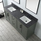 72 Inch Double Sink Bathroom Vanity in Vintage Green with Marble Countertop & Backsplash - Vanity Art VA5072-DVG