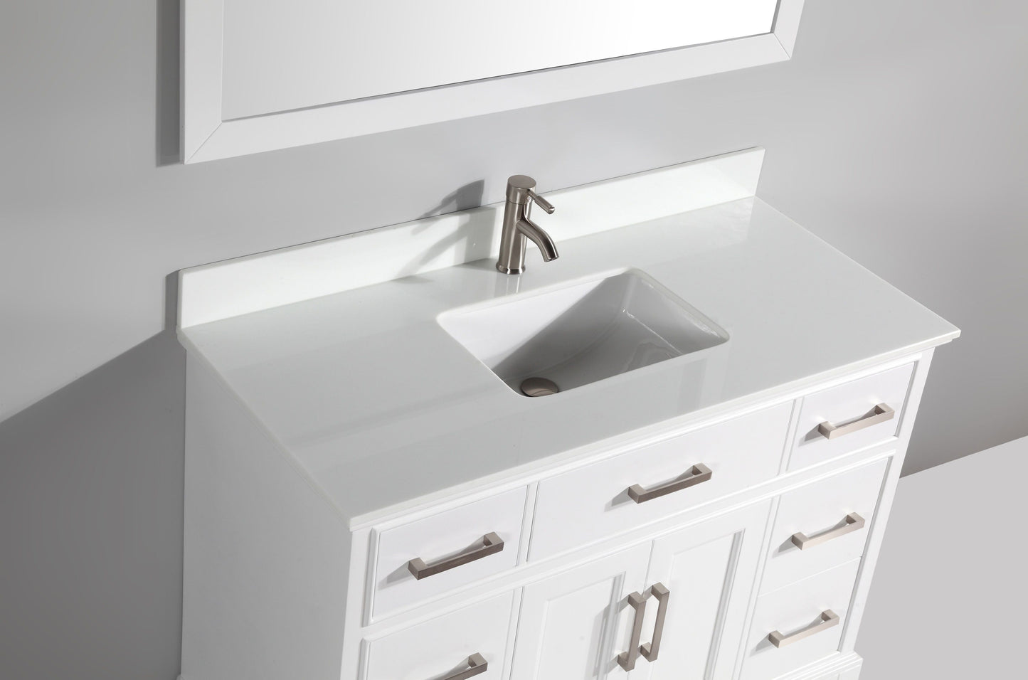 48 Inch Single Sink Bathroom Vanity in White with White Marble Countertop - Vanity Art VA1048W