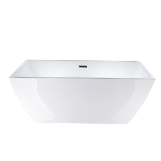 67 Inch Freestanding White Acrylic Bathtub with Overflow And Pop-Up Drain - Vanity Art VA6821-LORB