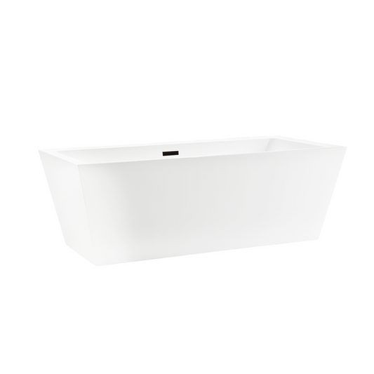 59 Inch Freestanding White Acrylic Bathtub with Overflow And Pop-Up Drain - Vanity Art VA6814-S-ORB