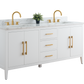 72 Inch Double Sink Bathroom Vanity in White with Marble Countertop - Vanity Art VA9072-DW