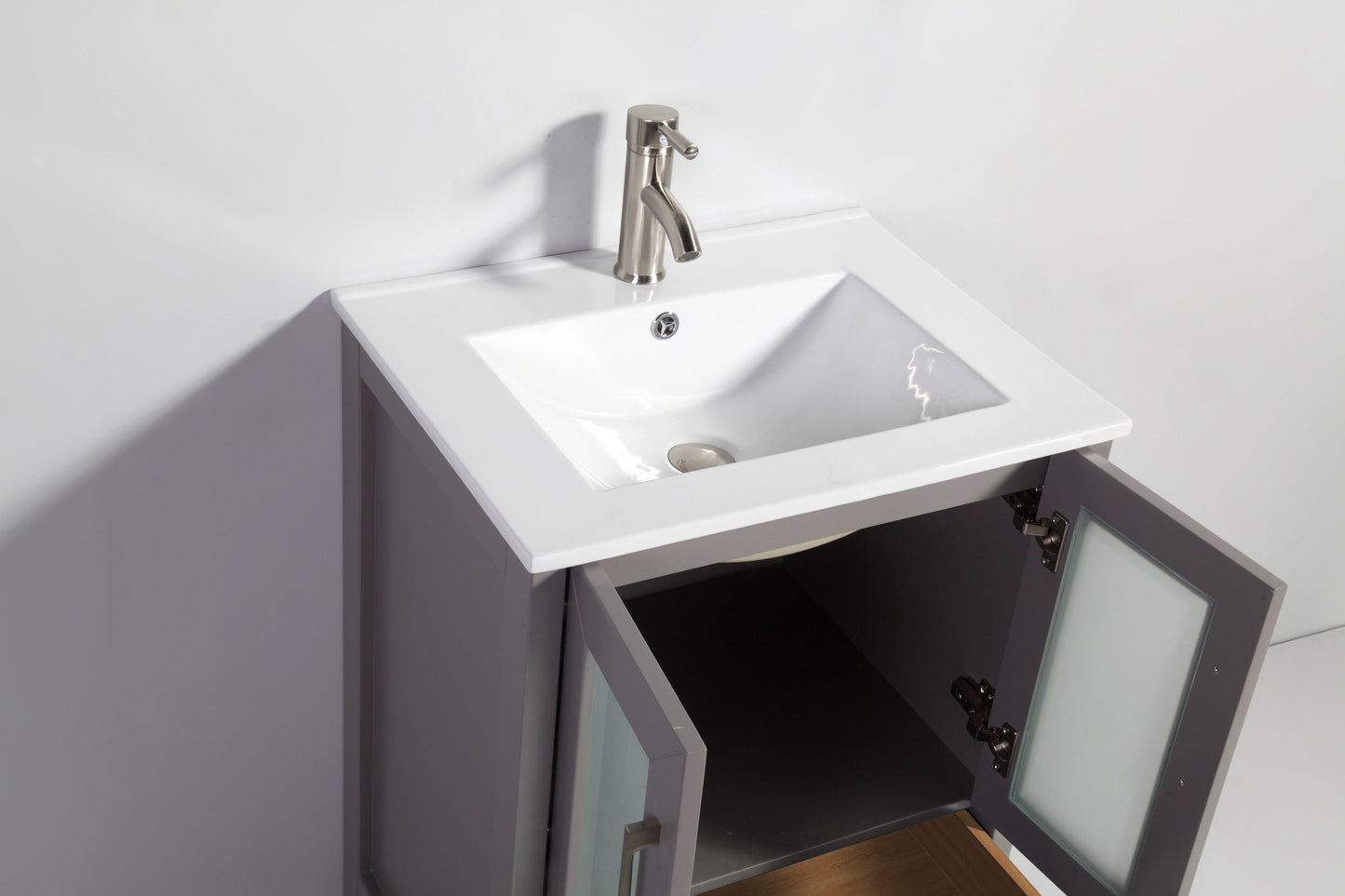 72 Inch Double Sink Bathroom Vanity in Gray with Ceramic Countertop - Vanity Art VA3024-72G