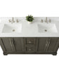 60 Inch Double Sink Bathroom Vanity in Gray with Marble Countertop & Backsplash - Vanity Art VA5060-DSG