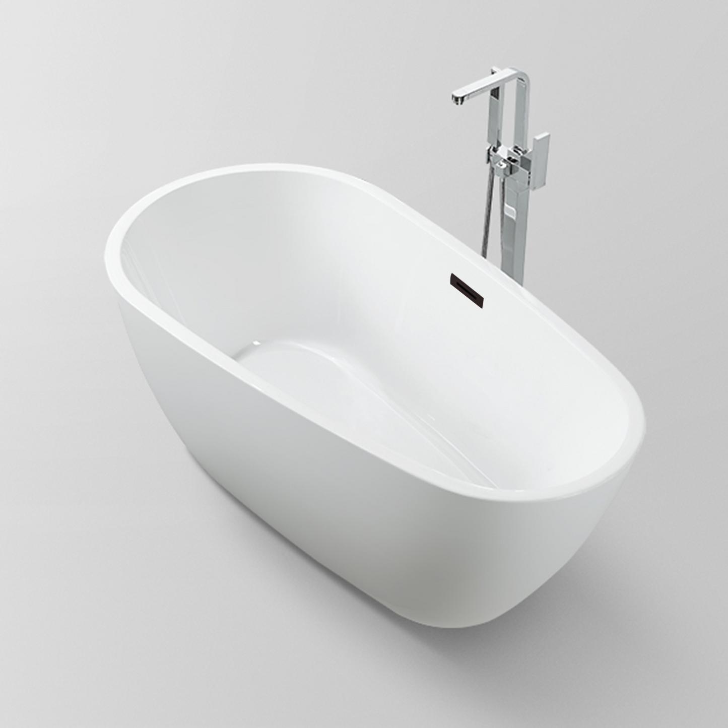 59 Inch Freestanding White Acrylic Bathtub with Overflow And Pop-Up Drain - Vanity Art VA6515-S-ORB