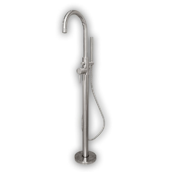 Modern Freestanding Tub Filler Faucet with Shower Wand - Brushed Nickel (CAM150-BN)