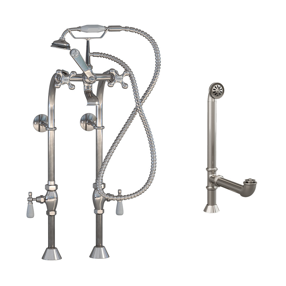 Complete Brushed Nickel Freestanding Plumbing Package for Clawfoot Tub (CAM398463-PKG-BN)